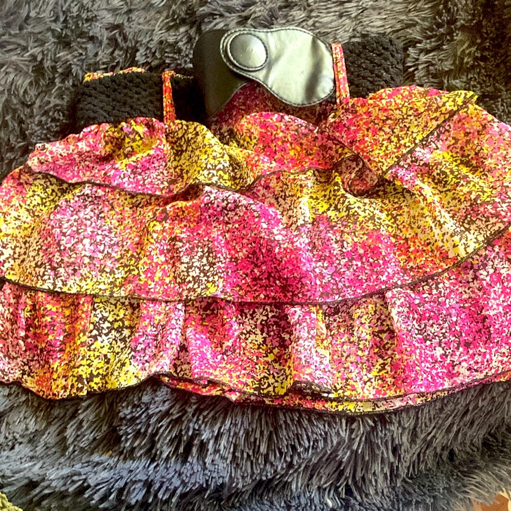 Eclipse Pink and Yellow Ruffled Tiered Sundress